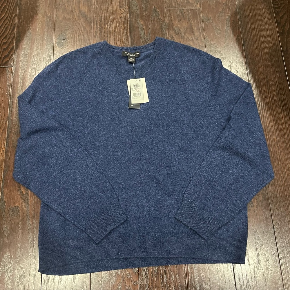 The Men's Store Bloomingdale's Ocean Blue Cashmere V Neck Sweater Size XXL NEW